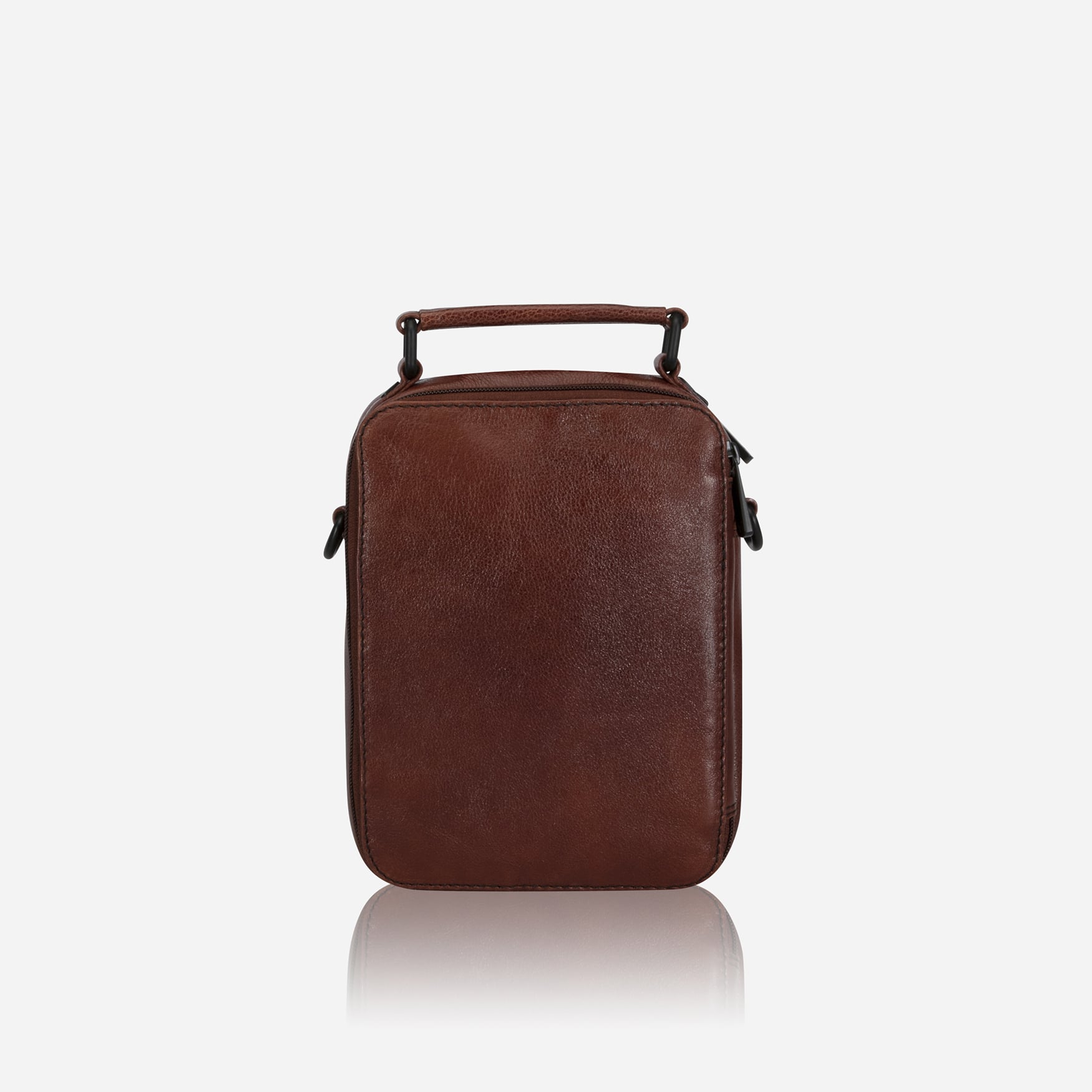 Gent's Leather Bag With Top Handle, Brown