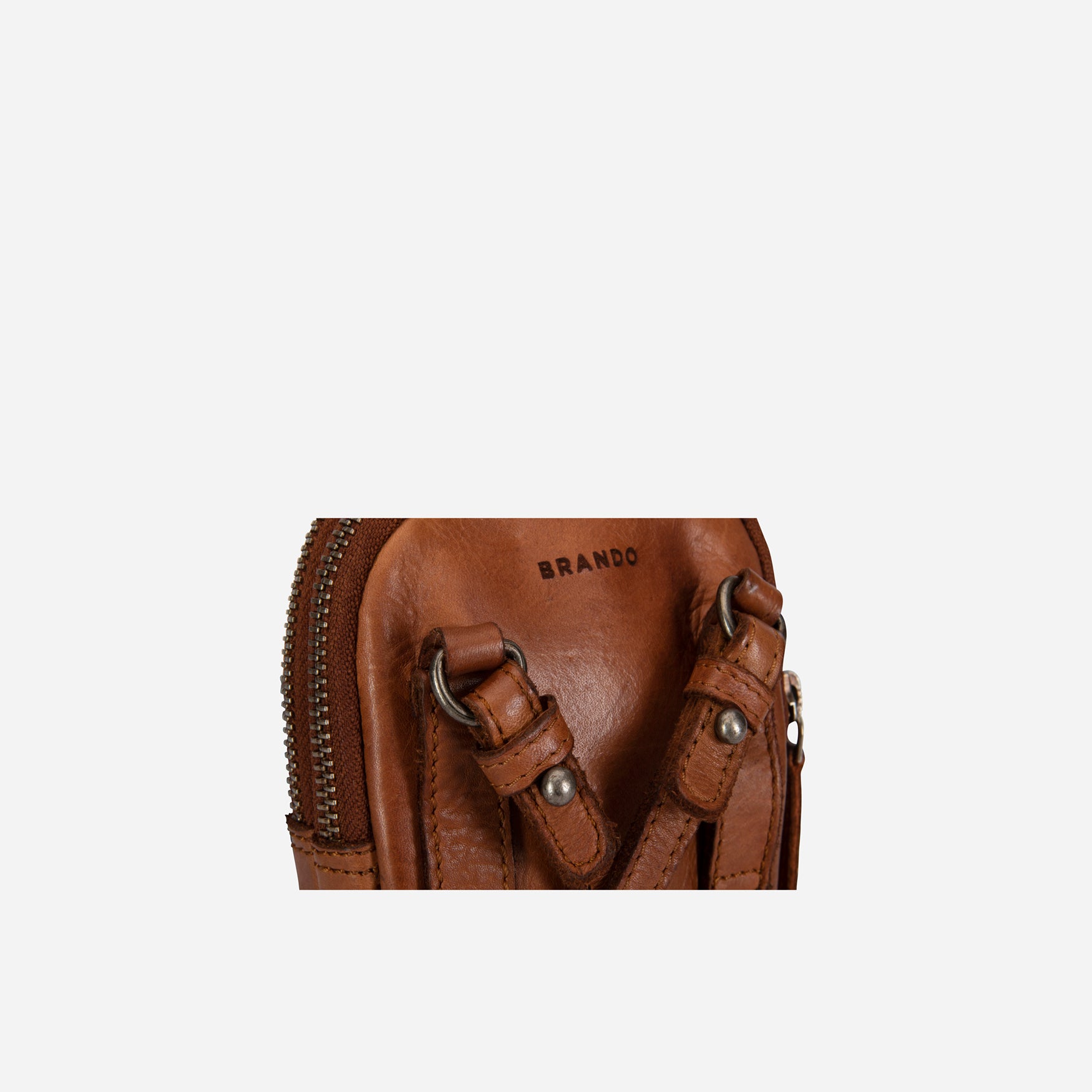 Bell Washed Leather Phone Bag, Cognac