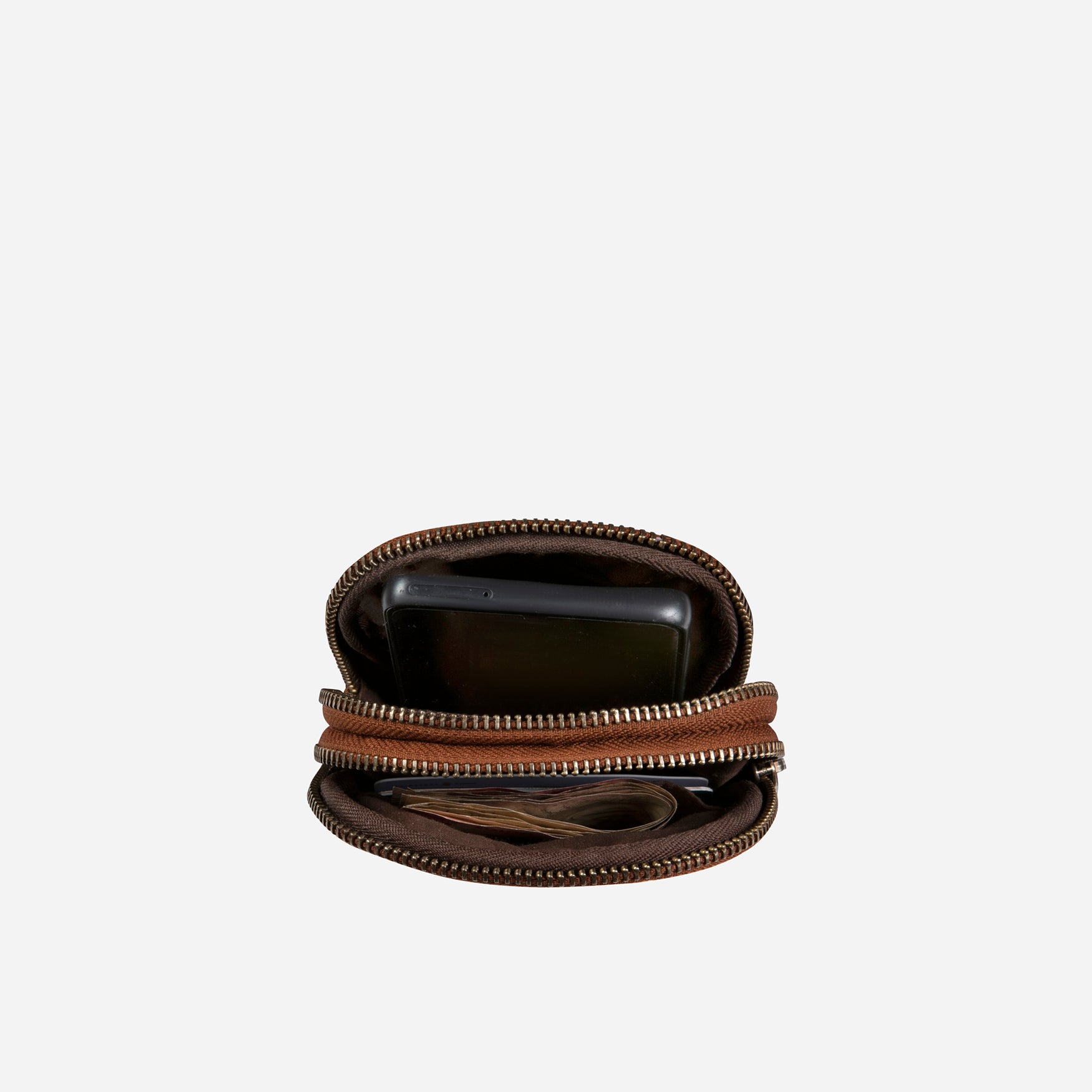 Bell Washed Leather Phone Bag, Cognac