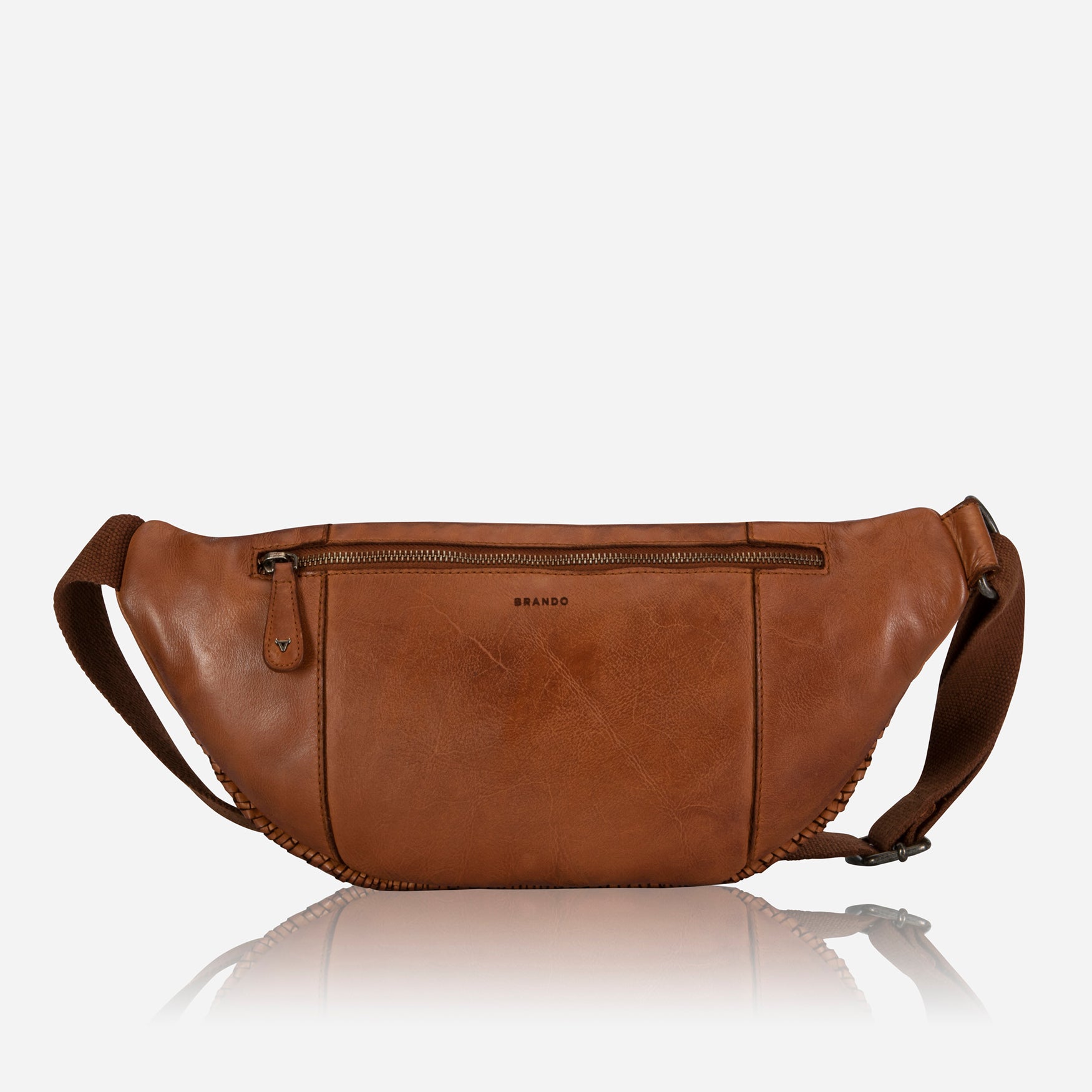 Bell Washed Leather Maxi Waistbag, Cognac